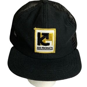 KAR Products Black Cotton Front Mesh Back Snap Back Closure No Signs of Wear